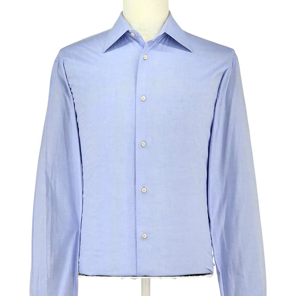 Quiet Luxury Valentino Dress Shirt Men’s XL Slim Fit Blue Woven Cotton